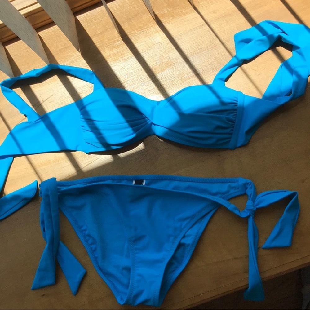 🩵✨Vivid Turquoise Ruched Tie Bikini by ABS 💎 - Picture 2 of 5